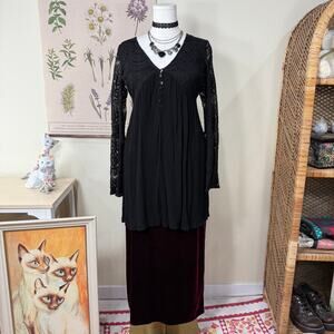 Y2k Flare Sleeve Sheer Lace Top Romantic Goth Witchy Vampire Whimsigoth Sexy L